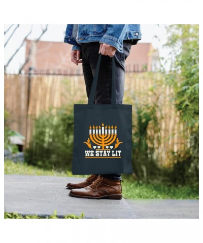 Jewish Festival Gift Idea Fun Stylish for Men Women Navy Black Multicolor Canvas Tote Bag $19.37 Totes