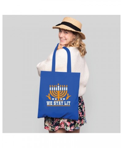 Jewish Festival Gift Idea Fun Stylish for Men Women Navy Black Multicolor Canvas Tote Bag $19.37 Totes