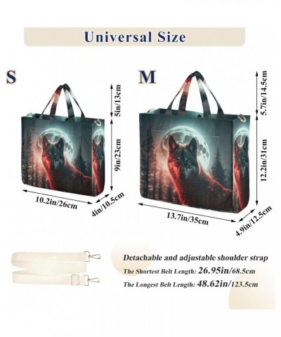 Night Wolf Moon Tote Bag Corduroy Tote Bag Women Shoulder Handbags with Etachable Shoulder Strap $13.53 Totes