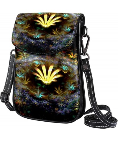 Stylish Leather Phone Bag - Crossbody Purse for Women - Classic & Functional Shoulder Bag Tropical leaves pattern Multicolour...