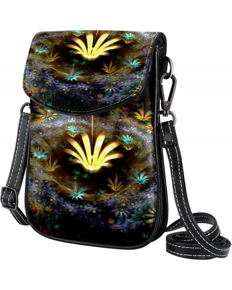 Stylish Leather Phone Bag - Crossbody Purse for Women - Classic & Functional Shoulder Bag Tropical leaves pattern Multicolour...