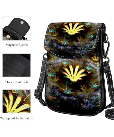 Stylish Leather Phone Bag - Crossbody Purse for Women - Classic & Functional Shoulder Bag Tropical leaves pattern Multicolour...