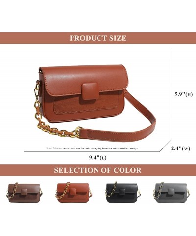 PU Leather Flap Shoulder Bag for Women Stitching Suede Crossbody Satchel Bag Vintage Handbags Purses with Chain Strap B / Bro...