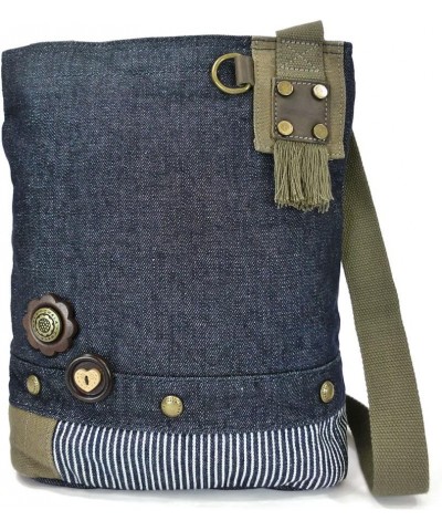 Handbags Blue/Sand Canvas Patch Cross-body Messenger Bags with 2021 new key-fob Denim_ Cat-ii $25.37 Crossbody Bags