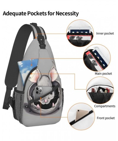 Grey Rat Bag Crossbody Travel Hiking Bags Mini Chest Backpack Casual Shoulder Daypack For Women Men Lightweight $17.67 Crossb...