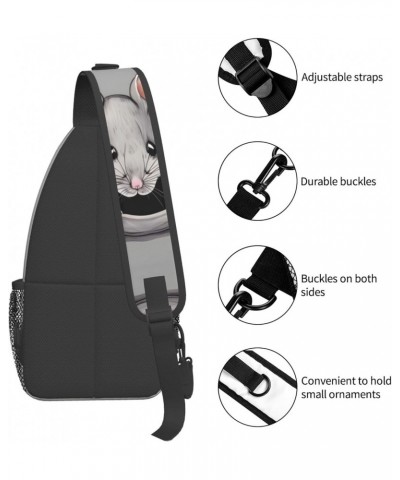 Grey Rat Bag Crossbody Travel Hiking Bags Mini Chest Backpack Casual Shoulder Daypack For Women Men Lightweight $17.67 Crossb...