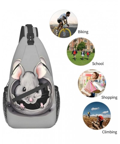 Grey Rat Bag Crossbody Travel Hiking Bags Mini Chest Backpack Casual Shoulder Daypack For Women Men Lightweight $17.67 Crossb...