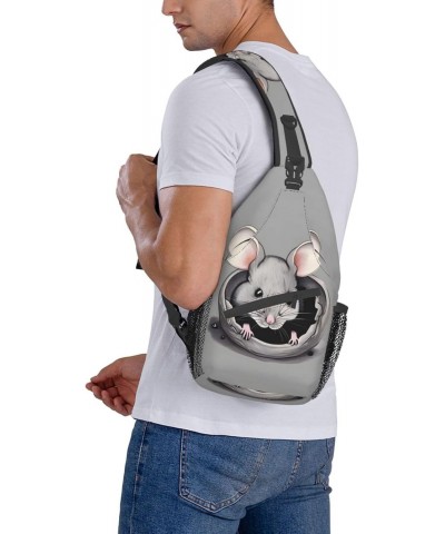 Grey Rat Bag Crossbody Travel Hiking Bags Mini Chest Backpack Casual Shoulder Daypack For Women Men Lightweight $17.67 Crossb...