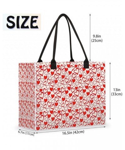 Paw Print Large Tote Bag Colorful Paws Large Shoulder Bag For Women Teachers Nurses Work Shopping Travel Daily Use Red Heart ...