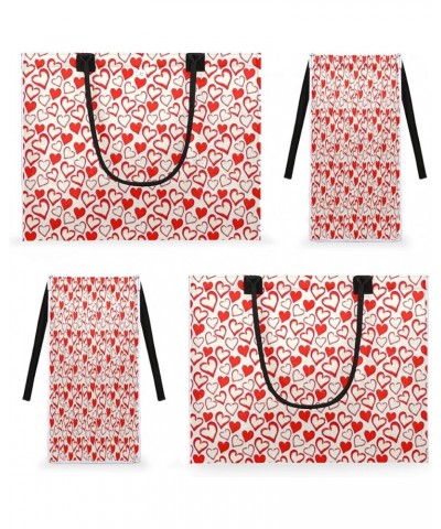 Paw Print Large Tote Bag Colorful Paws Large Shoulder Bag For Women Teachers Nurses Work Shopping Travel Daily Use Red Heart ...