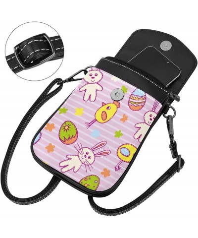 Stylish Leather Phone Bag - Crossbody Purse for Women - Classic & Functional Shoulder Bag Watercolor Easter Rabbit Eggs Multi...