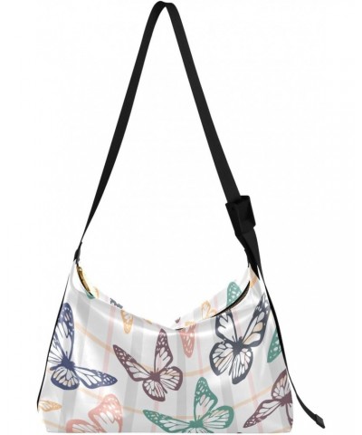 Butterflies Spring Tote Bag for Women Large Hobo Bags Hobo Crossbody Handbag Hobo Wallet with Adjustable Strap for Travel Wom...