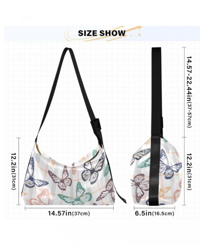 Butterflies Spring Tote Bag for Women Large Hobo Bags Hobo Crossbody Handbag Hobo Wallet with Adjustable Strap for Travel Wom...