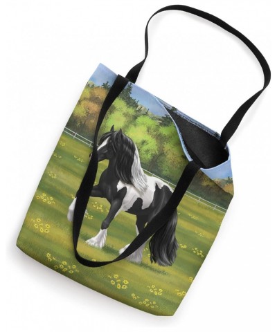 Black Pinto Piebald Gypsy Vanner Irish Cob Draft Horse Tote Bag $15.89 Totes