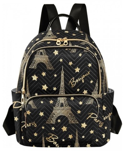 Gold Eiffel Tower Star Mini Backpack Purse for Women Travel Bag Fashion Daypack Back Pack Shoulder Bag Multicolor Small $14.8...