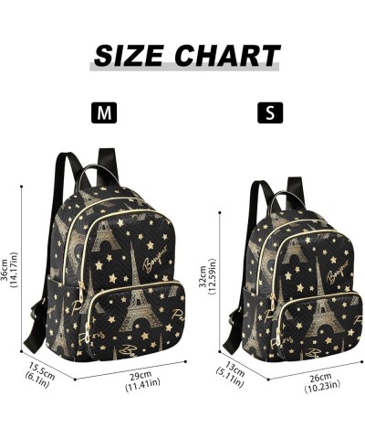 Gold Eiffel Tower Star Mini Backpack Purse for Women Travel Bag Fashion Daypack Back Pack Shoulder Bag Multicolor Small $14.8...