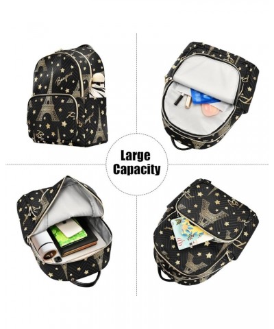 Gold Eiffel Tower Star Mini Backpack Purse for Women Travel Bag Fashion Daypack Back Pack Shoulder Bag Multicolor Small $14.8...