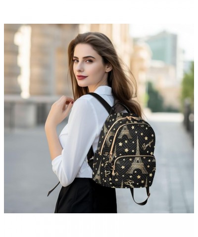 Gold Eiffel Tower Star Mini Backpack Purse for Women Travel Bag Fashion Daypack Back Pack Shoulder Bag Multicolor Small $14.8...