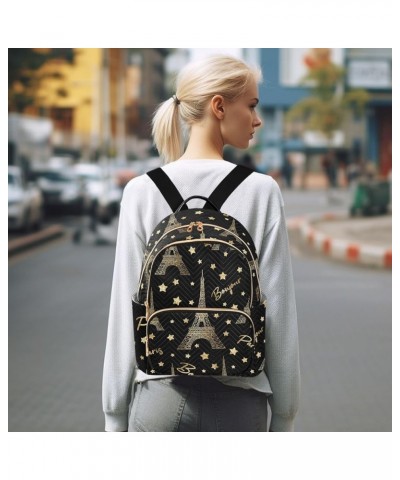 Gold Eiffel Tower Star Mini Backpack Purse for Women Travel Bag Fashion Daypack Back Pack Shoulder Bag Multicolor Small $14.8...