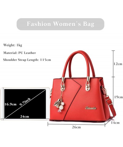 Womens Fashion Stiching Multi Pocket Handbag Top-Handle Bags Shoulder Bag Pu Leather Shoulder Crossbody Bags Red $16.65 Shoul...