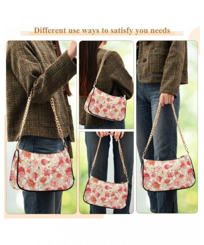 Flower Florals Shoulder Bag for Women Clutch Shoulder Purse Chain Bag with Zipper Closure Women's Tote Hobo Handbags Wallet P...