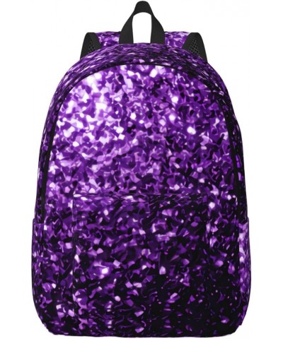 Beautiful Purple Glitter Print Unisex Canvas Backpack Cute Backpack For Travel Sports Casual Aesthetic Backpack Black Small $...