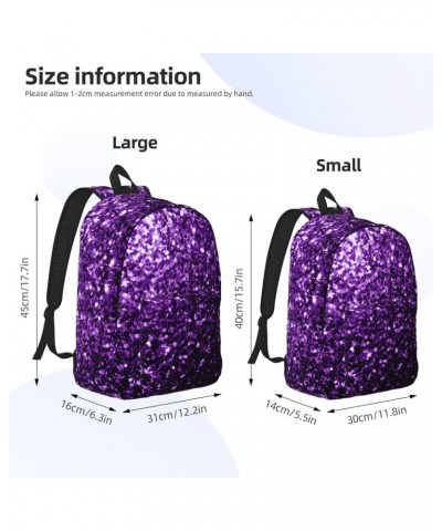 Beautiful Purple Glitter Print Unisex Canvas Backpack Cute Backpack For Travel Sports Casual Aesthetic Backpack Black Small $...