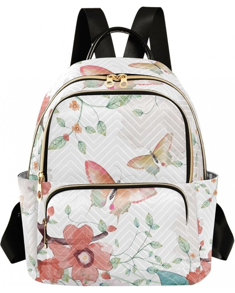 Travel Backpack Purse for Women Fashion Anti-theft Work Casual Butterfly Flower Leaves Daypack Shoulder Bag Medium Size Mediu...