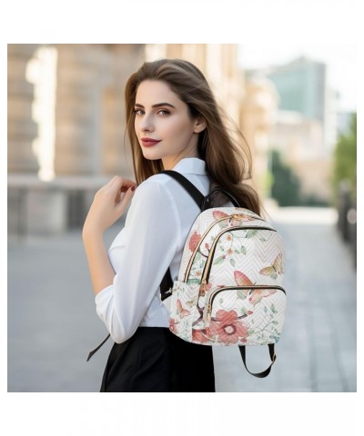 Travel Backpack Purse for Women Fashion Anti-theft Work Casual Butterfly Flower Leaves Daypack Shoulder Bag Medium Size Mediu...