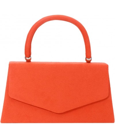 Women Suede Evening Bag Wedding Purse Cocktail Prom Handbag Formal Party Shoulder Bag Orange $16.11 Evening Bags