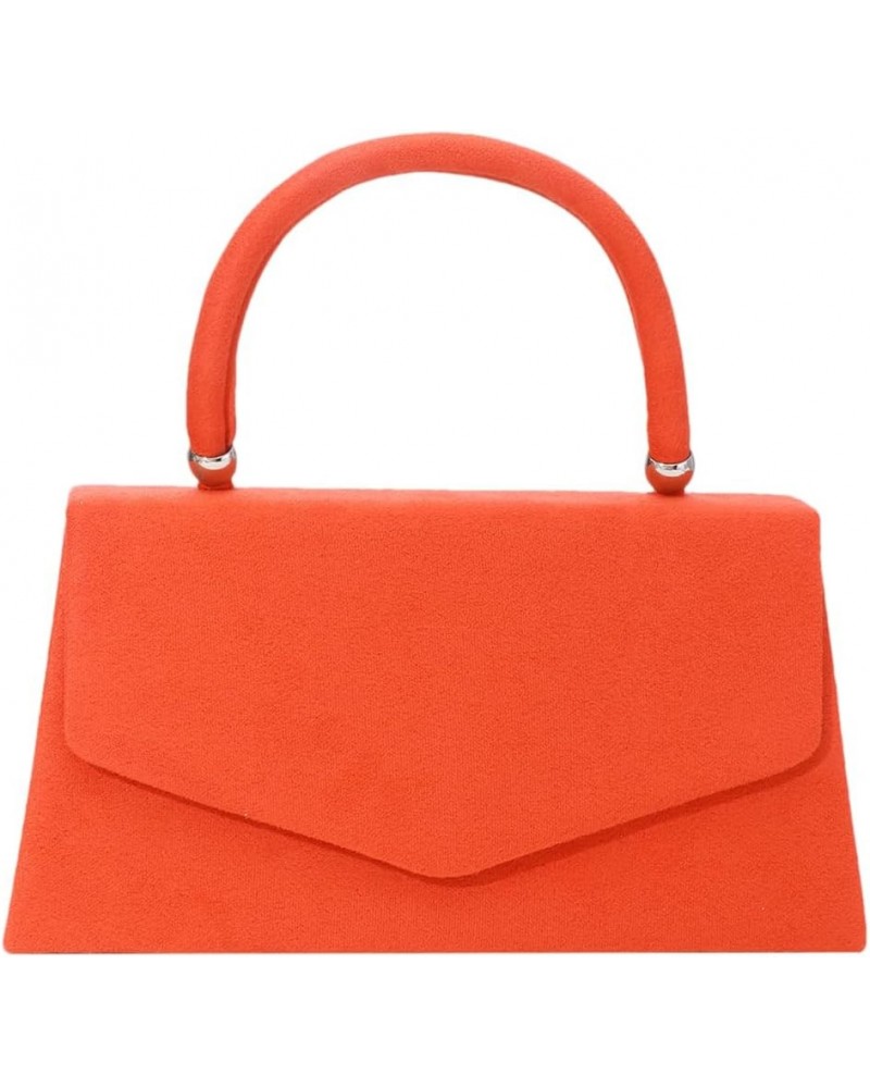 Women Suede Evening Bag Wedding Purse Cocktail Prom Handbag Formal Party Shoulder Bag Orange $16.11 Evening Bags