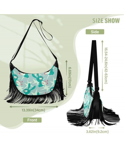 Women Fringe Tassel Cross Body Bag Cute Koala Flower White Leisure Shoulder Bag Color144 $11.36 Crossbody Bags