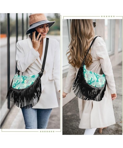 Women Fringe Tassel Cross Body Bag Cute Koala Flower White Leisure Shoulder Bag Color144 $11.36 Crossbody Bags