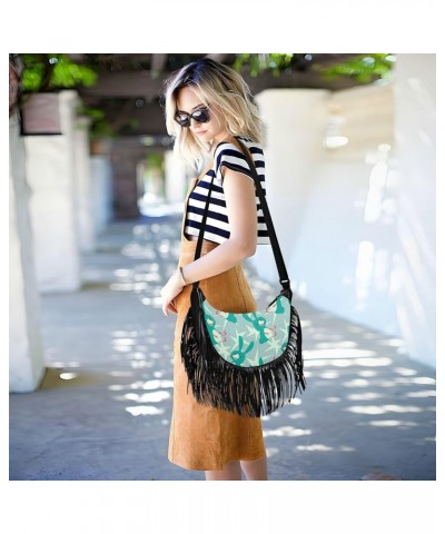 Women Fringe Tassel Cross Body Bag Cute Koala Flower White Leisure Shoulder Bag Color144 $11.36 Crossbody Bags