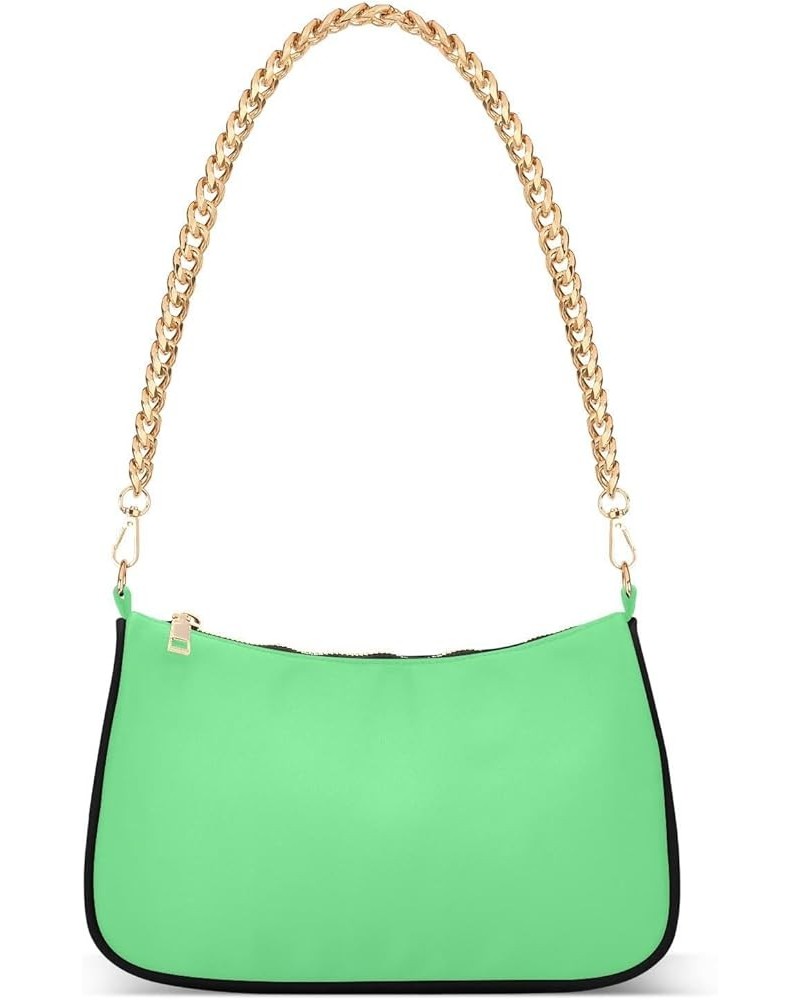 Malachite Green Trendy Bags for Women 2023 Polyester & Aluminum Alloy, Simple Handbags for Women, 18x28x7cm, Gold Chain Malac...