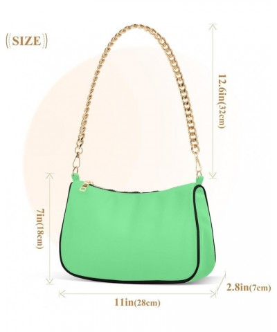 Malachite Green Trendy Bags for Women 2023 Polyester & Aluminum Alloy, Simple Handbags for Women, 18x28x7cm, Gold Chain Malac...