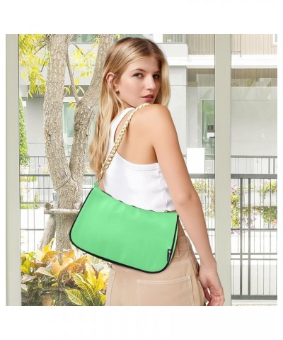 Malachite Green Trendy Bags for Women 2023 Polyester & Aluminum Alloy, Simple Handbags for Women, 18x28x7cm, Gold Chain Malac...