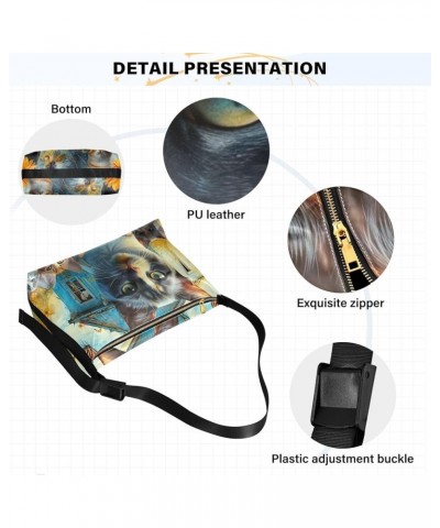 Mardi Gras Plaid Pattern PU Leather Shoulder Bags Women's Shoulder Handbags Leather Crossbody Bags for Women Cats Fantasy Hou...