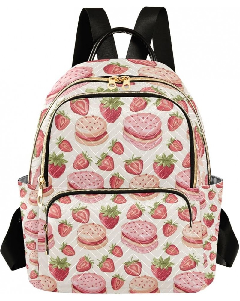 Small Backpack Purse for Women, Pink Strawberry Cakes Travel Bag Casual Daypack Shoulder Bag Medium $15.12 Backpacks