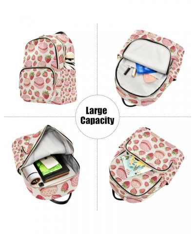 Small Backpack Purse for Women, Pink Strawberry Cakes Travel Bag Casual Daypack Shoulder Bag Medium $15.12 Backpacks