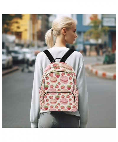 Small Backpack Purse for Women, Pink Strawberry Cakes Travel Bag Casual Daypack Shoulder Bag Medium $15.12 Backpacks