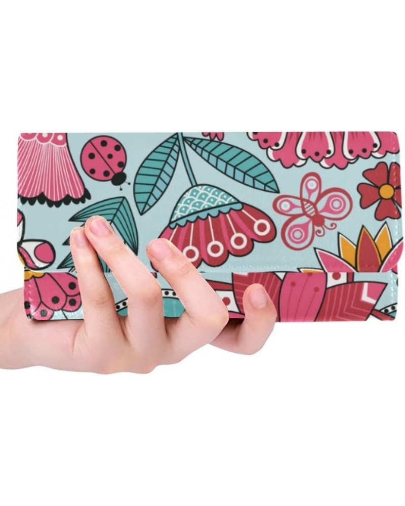 women trifold wallet Tribal flowers Retro Auto Licence Plates print women cardholder wallets Color1 $27.10 Clutches