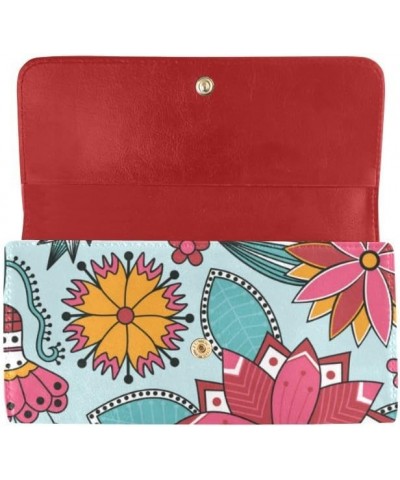 women trifold wallet Tribal flowers Retro Auto Licence Plates print women cardholder wallets Color1 $27.10 Clutches