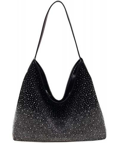 Women's suede bag Rhinestone Sparkling Starry Sky Fashion Tote Bag Shoulder Bag Black $17.22 Totes