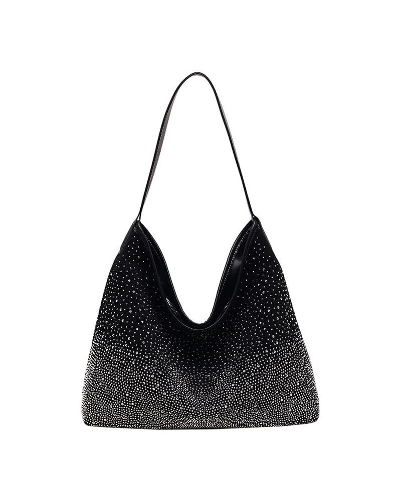 Women's suede bag Rhinestone Sparkling Starry Sky Fashion Tote Bag Shoulder Bag Black $17.22 Totes