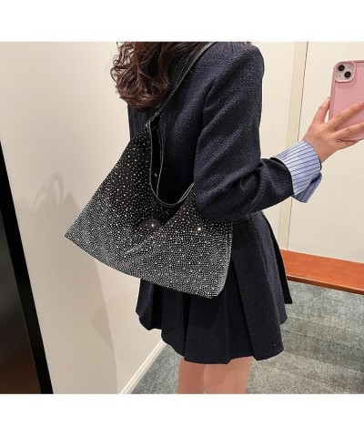 Women's suede bag Rhinestone Sparkling Starry Sky Fashion Tote Bag Shoulder Bag Black $17.22 Totes