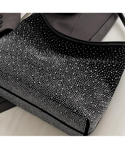 Women's suede bag Rhinestone Sparkling Starry Sky Fashion Tote Bag Shoulder Bag Black $17.22 Totes