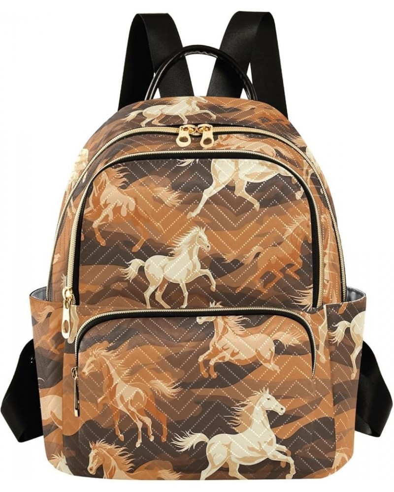 Cute Brown Horse Backpack for Women Fashion Shoulder Bags Small Casual Daypack Travel Bag S 202a3012 M(11.4"x6.1"x14.17") 202...