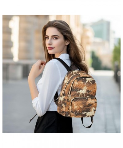 Cute Brown Horse Backpack for Women Fashion Shoulder Bags Small Casual Daypack Travel Bag S 202a3012 M(11.4"x6.1"x14.17") 202...