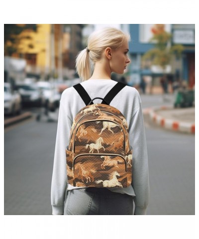 Cute Brown Horse Backpack for Women Fashion Shoulder Bags Small Casual Daypack Travel Bag S 202a3012 M(11.4"x6.1"x14.17") 202...